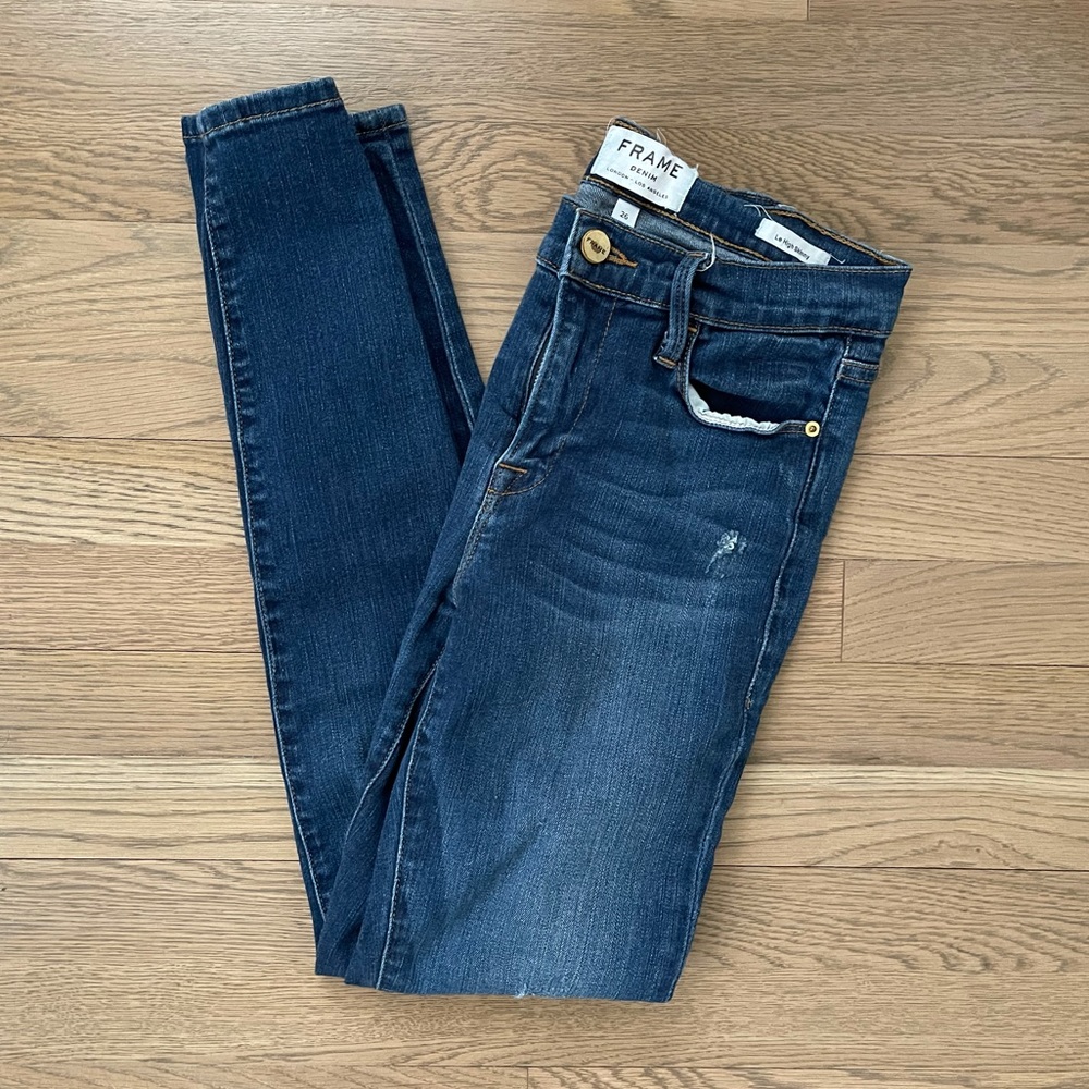 Frame Denim Le High Skinny Ripped Jeans 26